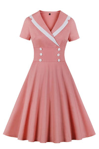 Vintage Style Short White and Pink Dress