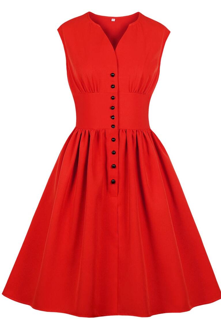 1950s Vintage Red Summer Dress
