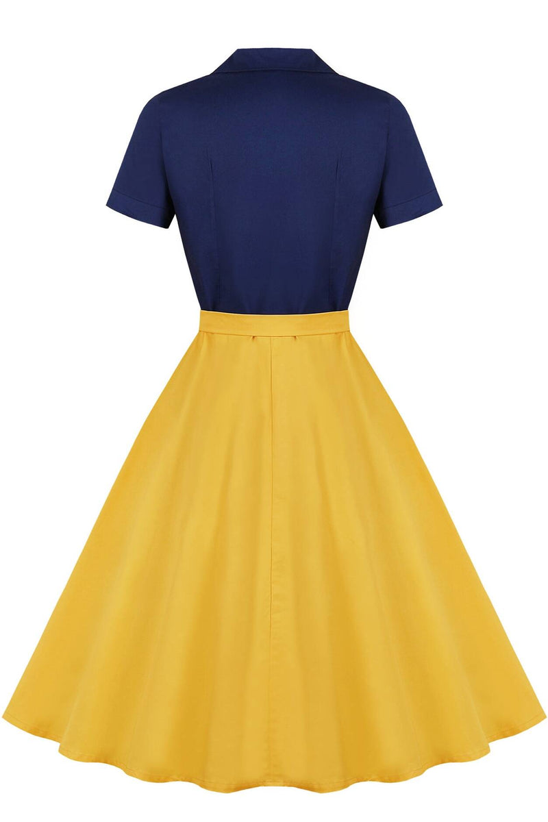 Snow White Style Navy and White 1950s Dress