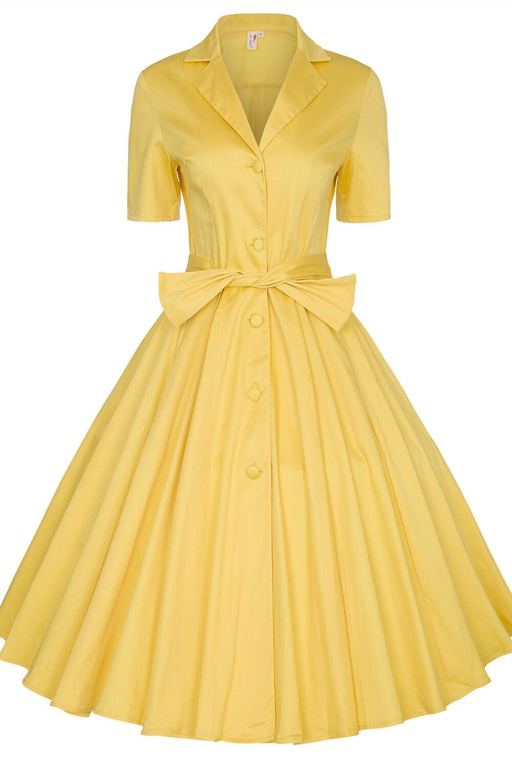 Vintage dark yellow long sleeves and high collar hot sale dress