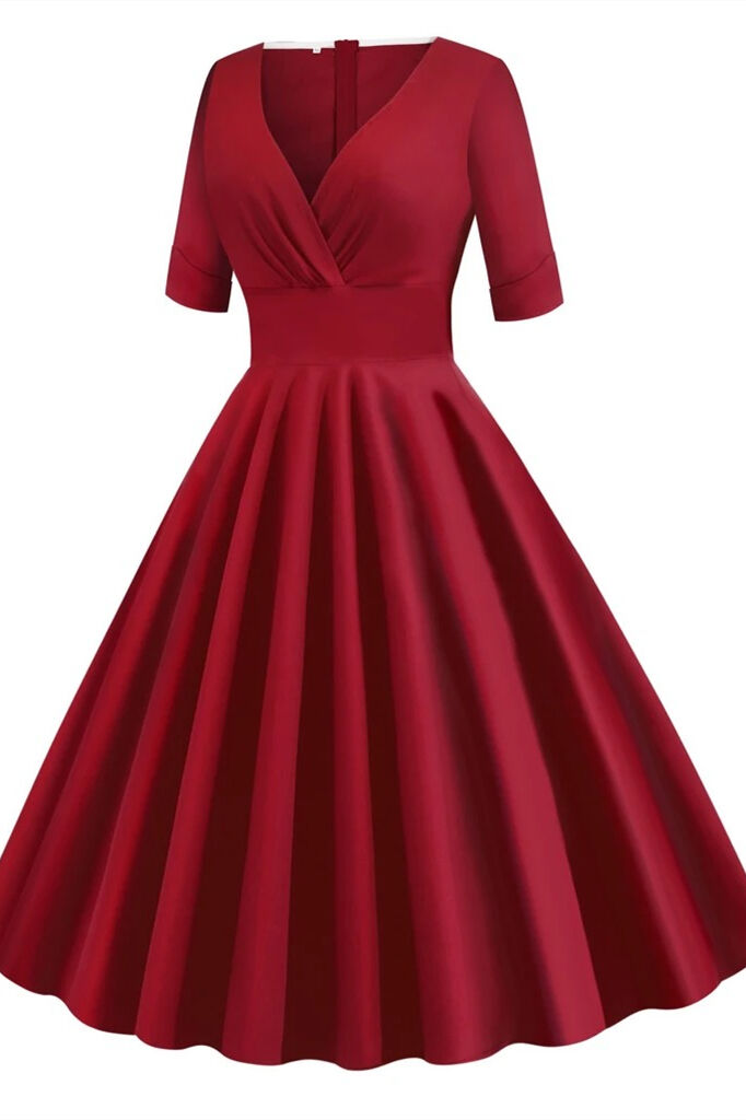 1950s Red Wrap Swing Dress