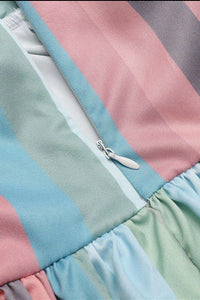1950s Rainbow Pockets Belt Swing Dress