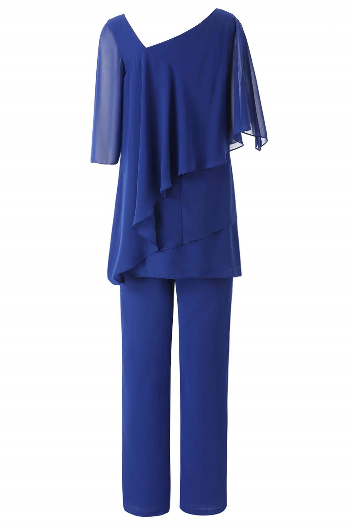 Two Piece Ruffle Royal Blue Mother of Bride Suit