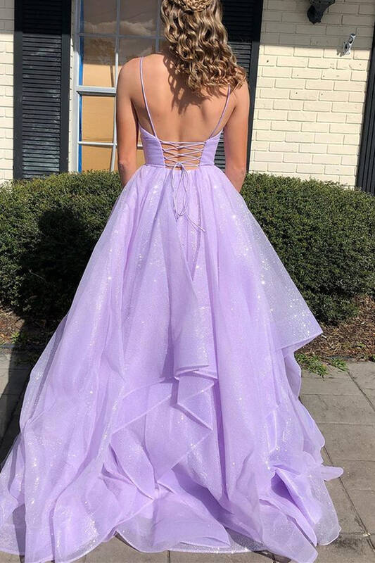 Princess Lavender Tiered Long Prom Dress