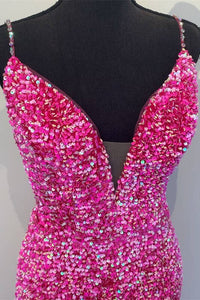 Sparkle Mermaid Hot Pink Long Prom Dress