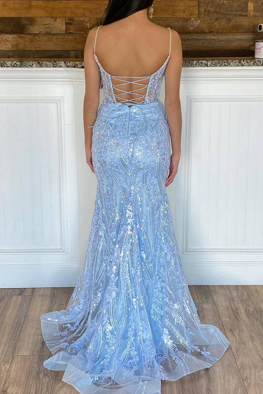 Gorgeous Mermaid Light Blue Formal Dress