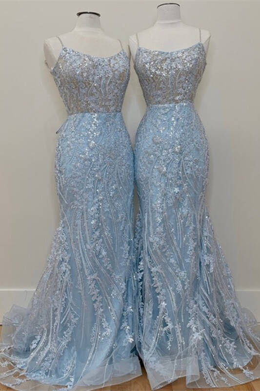 Gorgeous Mermaid Light Blue Formal Dress