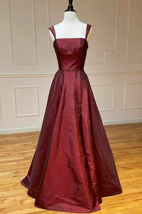 Elegant Backless Wine Red Long Prom Dress