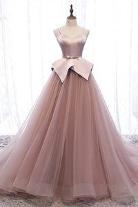 Princess Spaghetti Straps Blush Pink Ball Gown