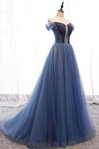 Princess Strapless Beaded Tulle Prom Dress