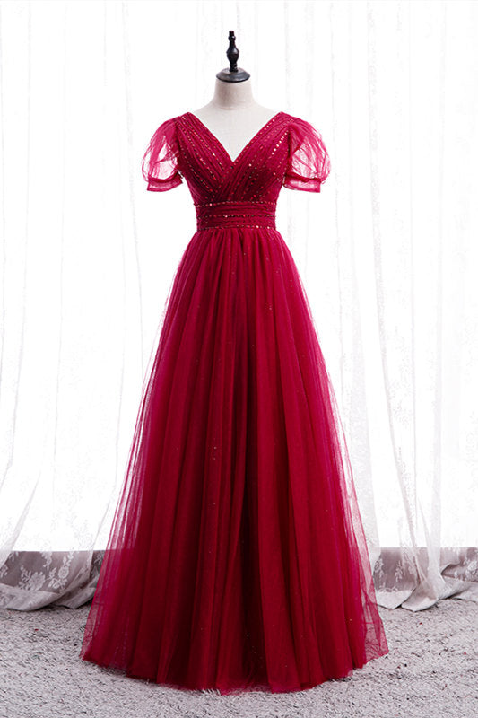 DDreamdressy Glitter Red Tulle Formal Dress with Lace Top US 8 / The Same As Picture