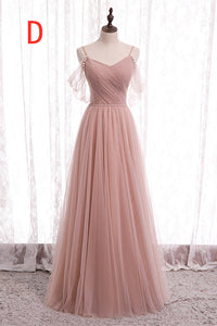 Elegant Blush Pink Tulle Bridesmaid Dress