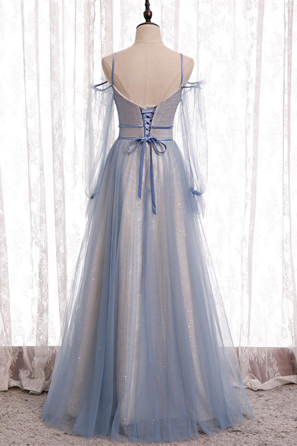 Elegant A-Line Dusty Blue Bridesmaid Dress