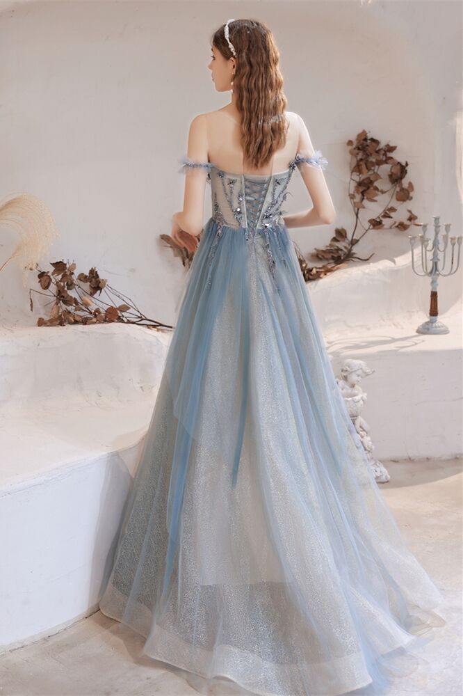 Princess Misty Blue Long Formal Dress