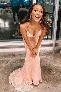 Elegant Mermaid Pink Long Prom Dress