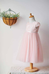 Adorable Pearl Pink Lace Flower Girl Dress