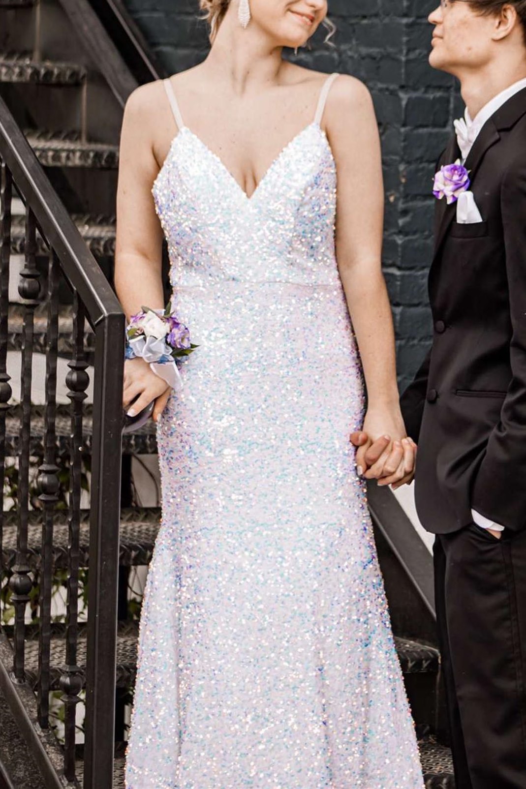 Mermaid White Sequins Long Prom Dress