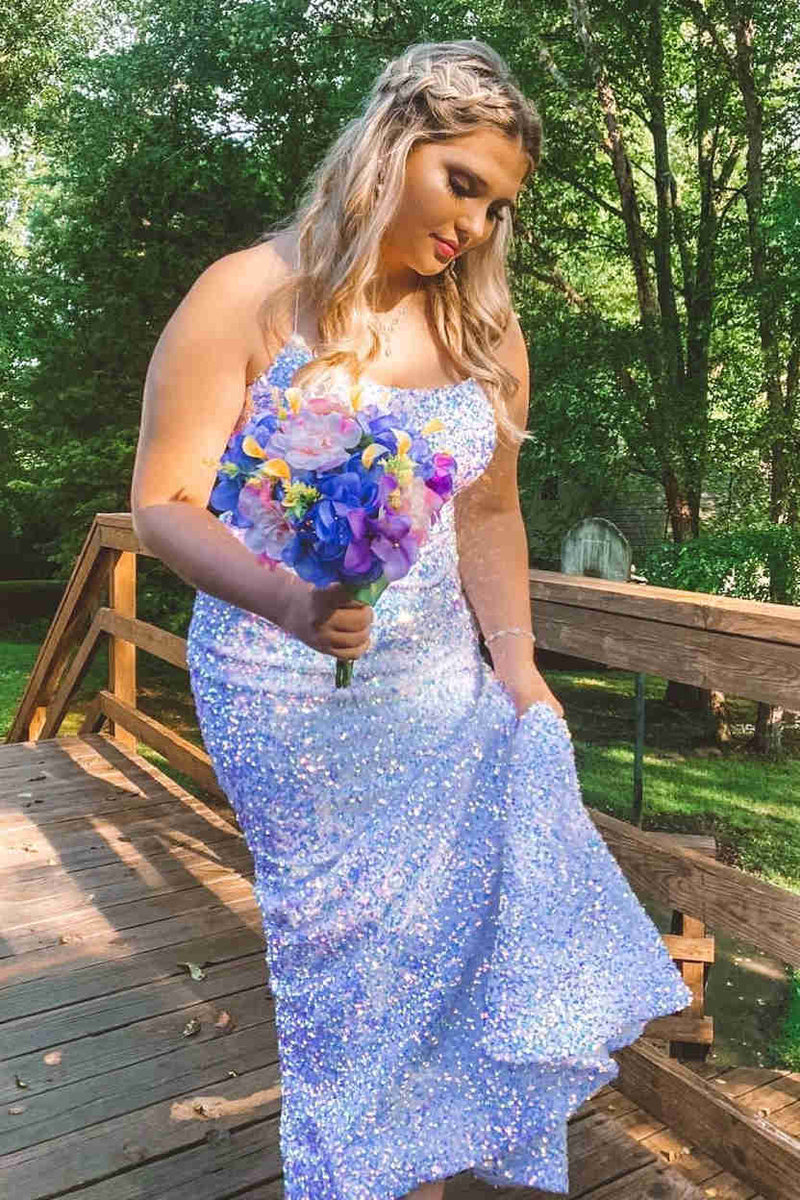 Sparkly Lavender Sequins Mermaid Prom Dress