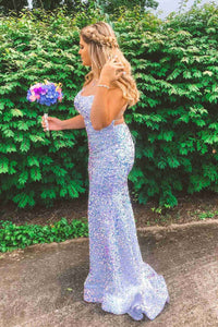 Sparkly Lavender Sequins Mermaid Prom Dress