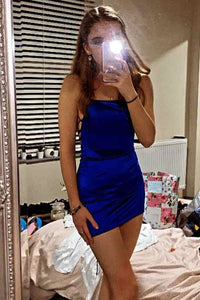 Straps Tight Royal Blue Mini Party Dress