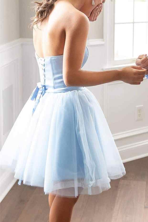 Strapless Light Blue A-line Short Homecoming Dress