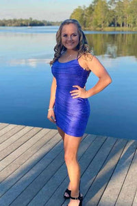 Tight Royal Blue Short Homecoming Dress with Sequins