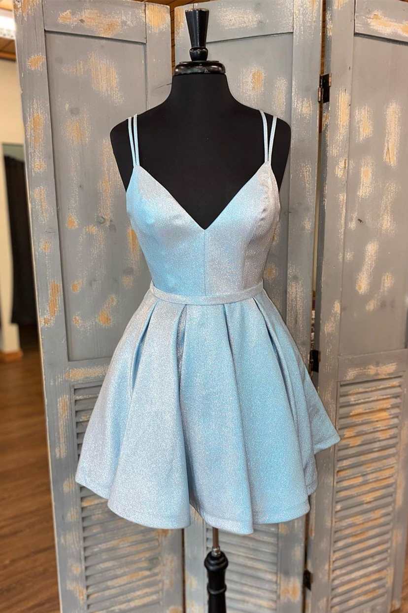 Baby blue store homecoming dresses short