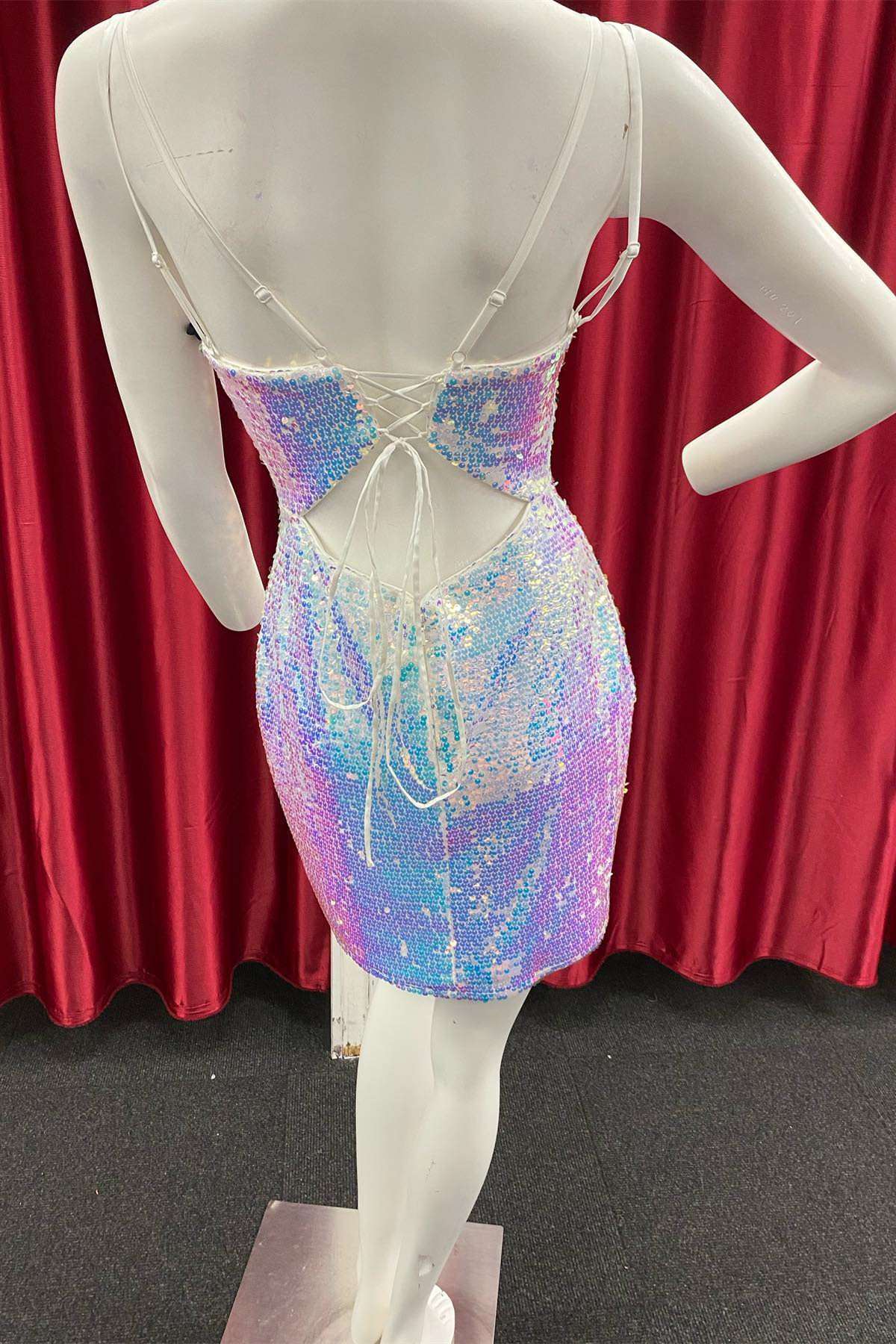 White holographic sequin clearance dress