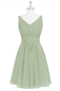 Sage Green Chiffon A-Line Short Bridesmaid Dress