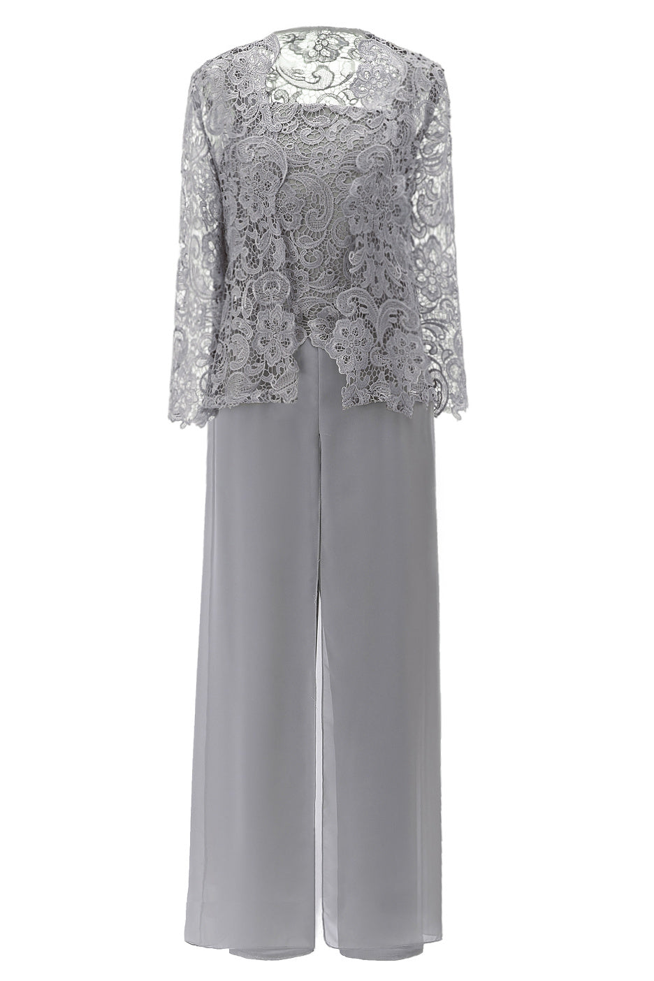 Grey Three-Piece Lace Mother of the Bride Pant Suits – Dreamdressy