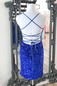 Sparkle Royal Blue Sequins Bodycon Mini Dress