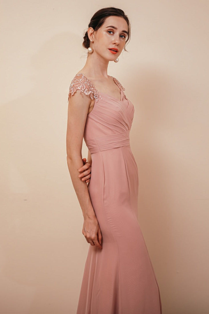 Blush Pink Mermaid Long Mother of the Bride Dress