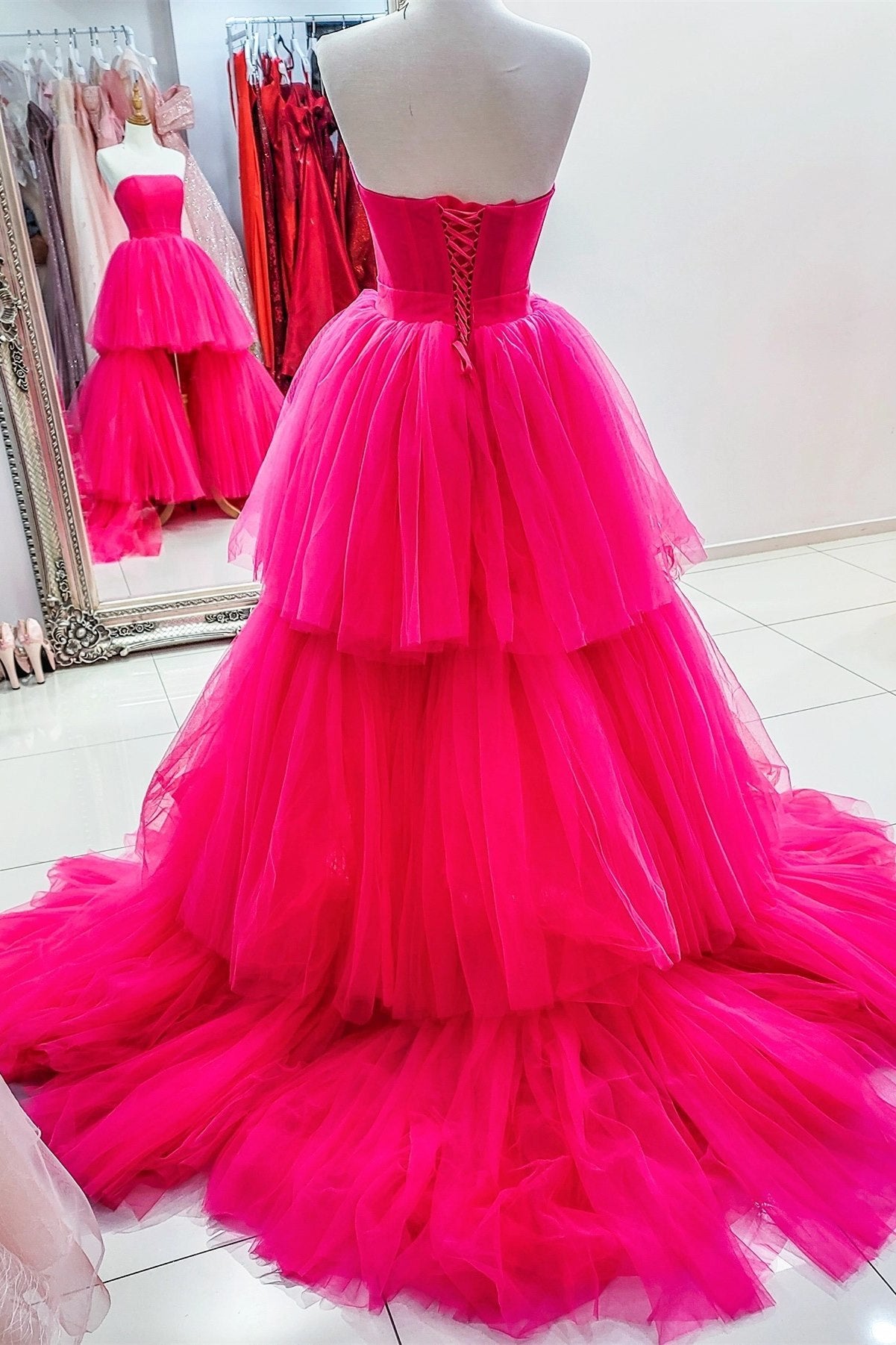 Hot Pink Poofy Dresses