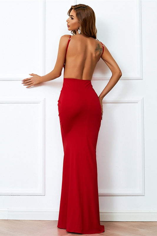 Simple Mermaid Red Long Formal Dress