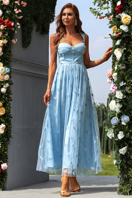 Princess Blue A-line Tea Length Party Dress