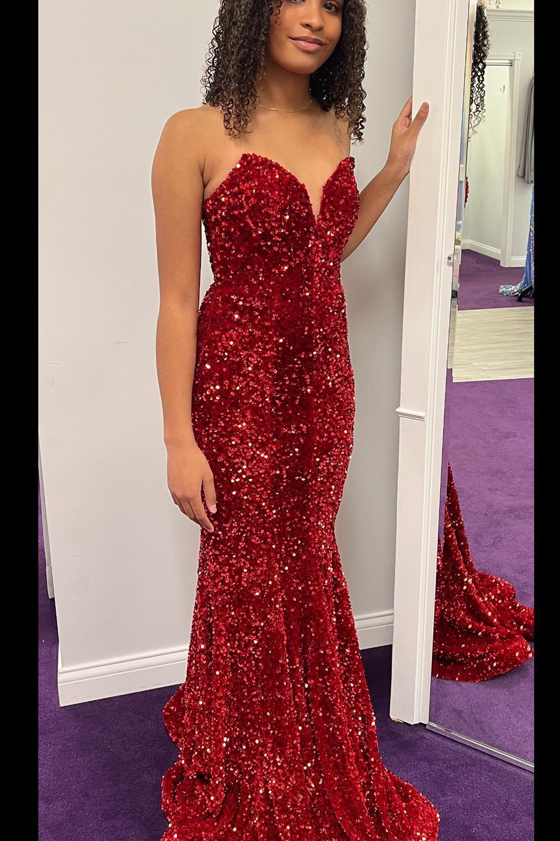 ZSQAW Red Sequin Tassel Evening Dresses Women V-Neck Side Split Long Formal  Party Gowns Prom Dress (Color : D, Size : 16) : Amazon.ca: Clothing, Shoes  & Accessories