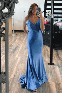 Beaded Royal Blue Mermaid Long Formal Dress