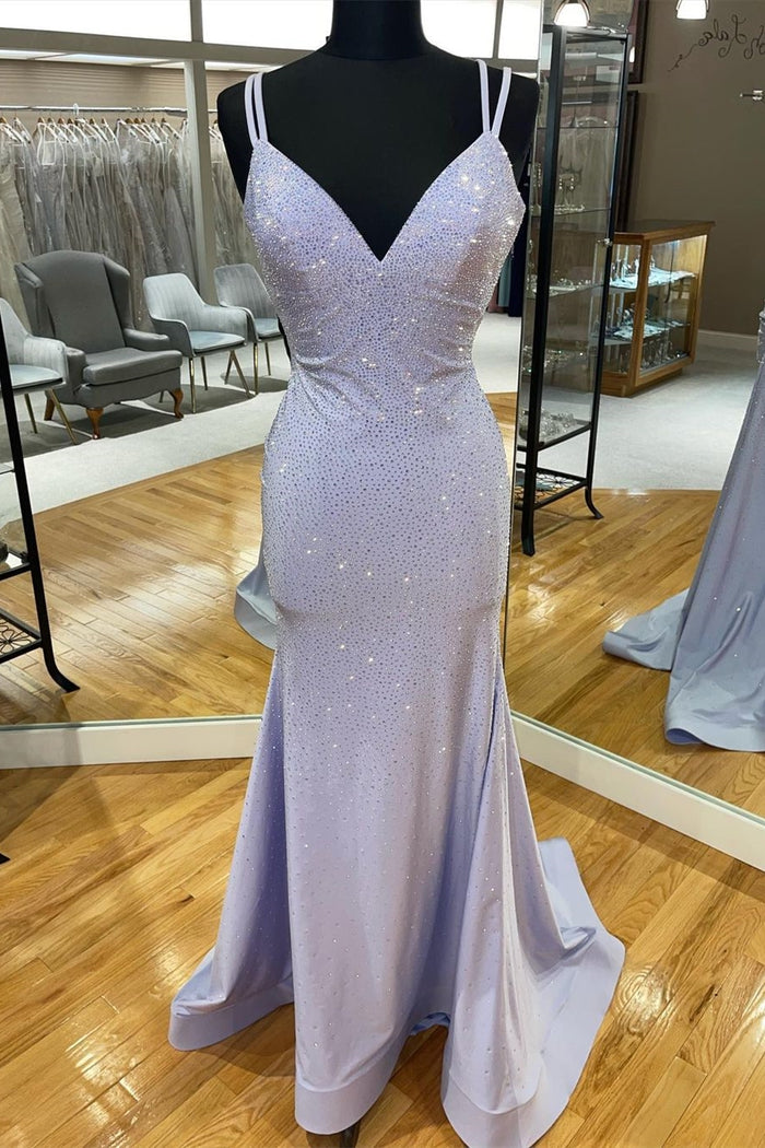 Gorgeous Lavender Beaded Mermaid Long Formal Dress