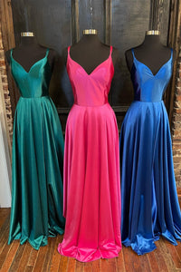 Simply A-line Green Long Prom Dress with Pockets