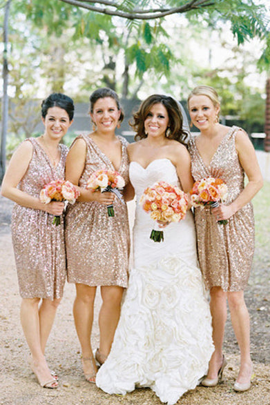 Champagne sequin bridesmaid dress deals