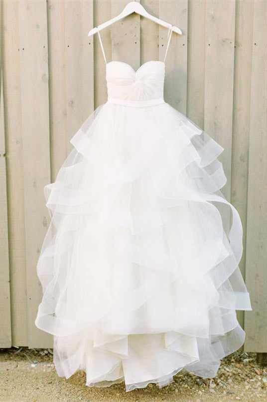 Modern Sweetheart Ruffles Tulle A-line Wedding Dress Bride Gowns WD-70970