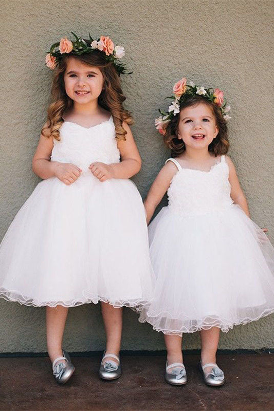 Princess Ball Gown White Tulle Flower Girl Dress