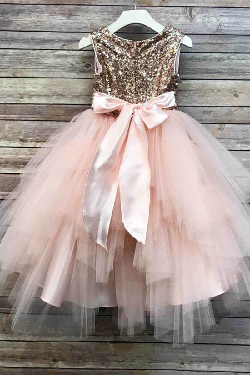 Gold & White Sequins Tutu Girl Party Dress