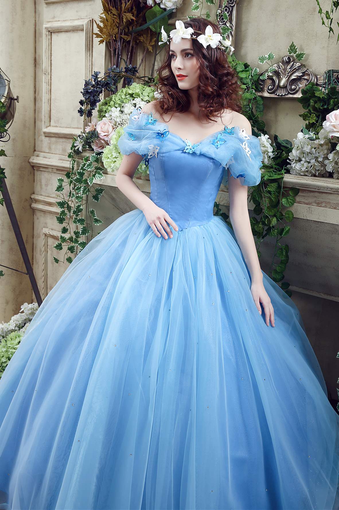 Sky Blue Princess Quinceanera Dresses 3D Flowers Ball Gown Beaded Sweet 15  16  eBay