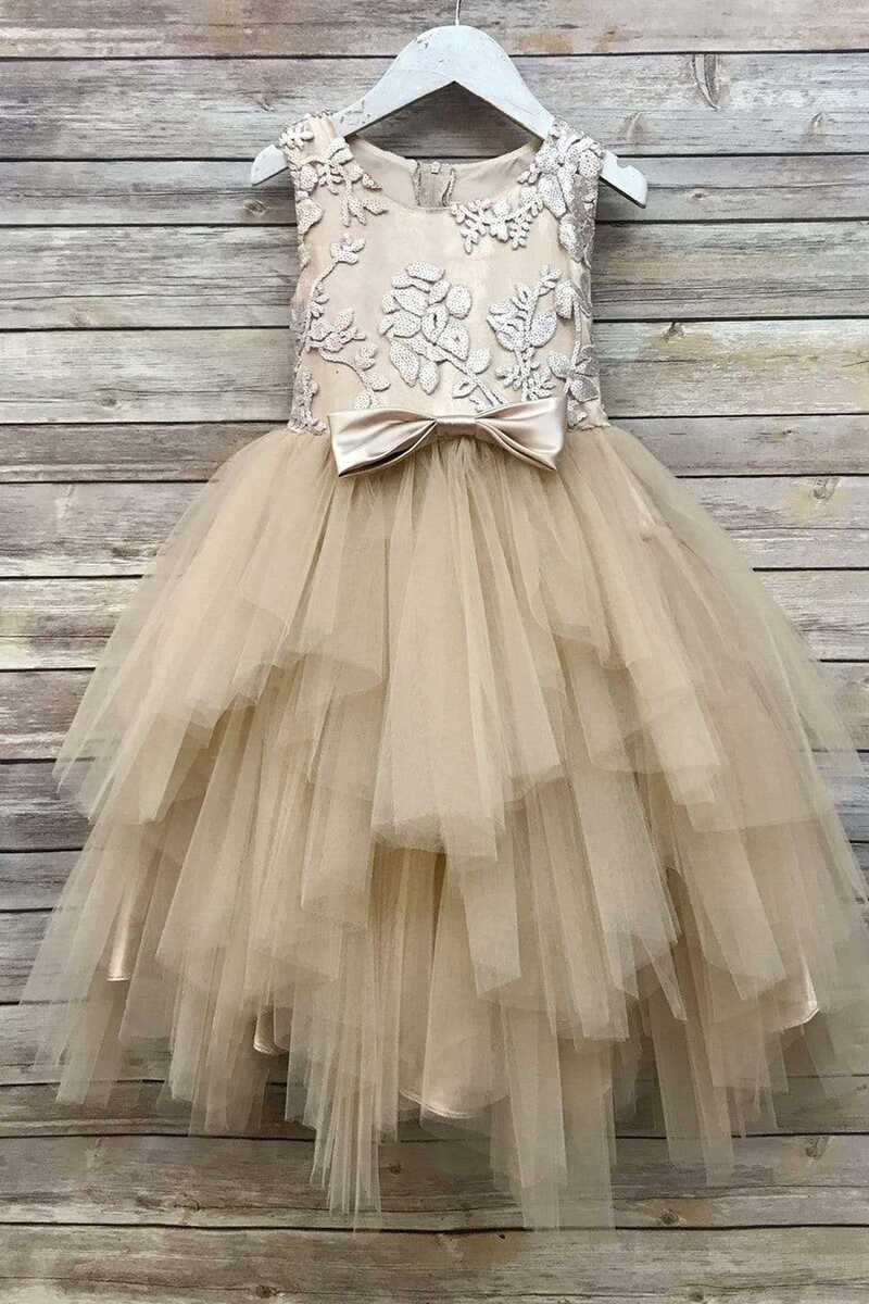 Multi-Tiered Sleeveless Bow Girl Birthday Dress