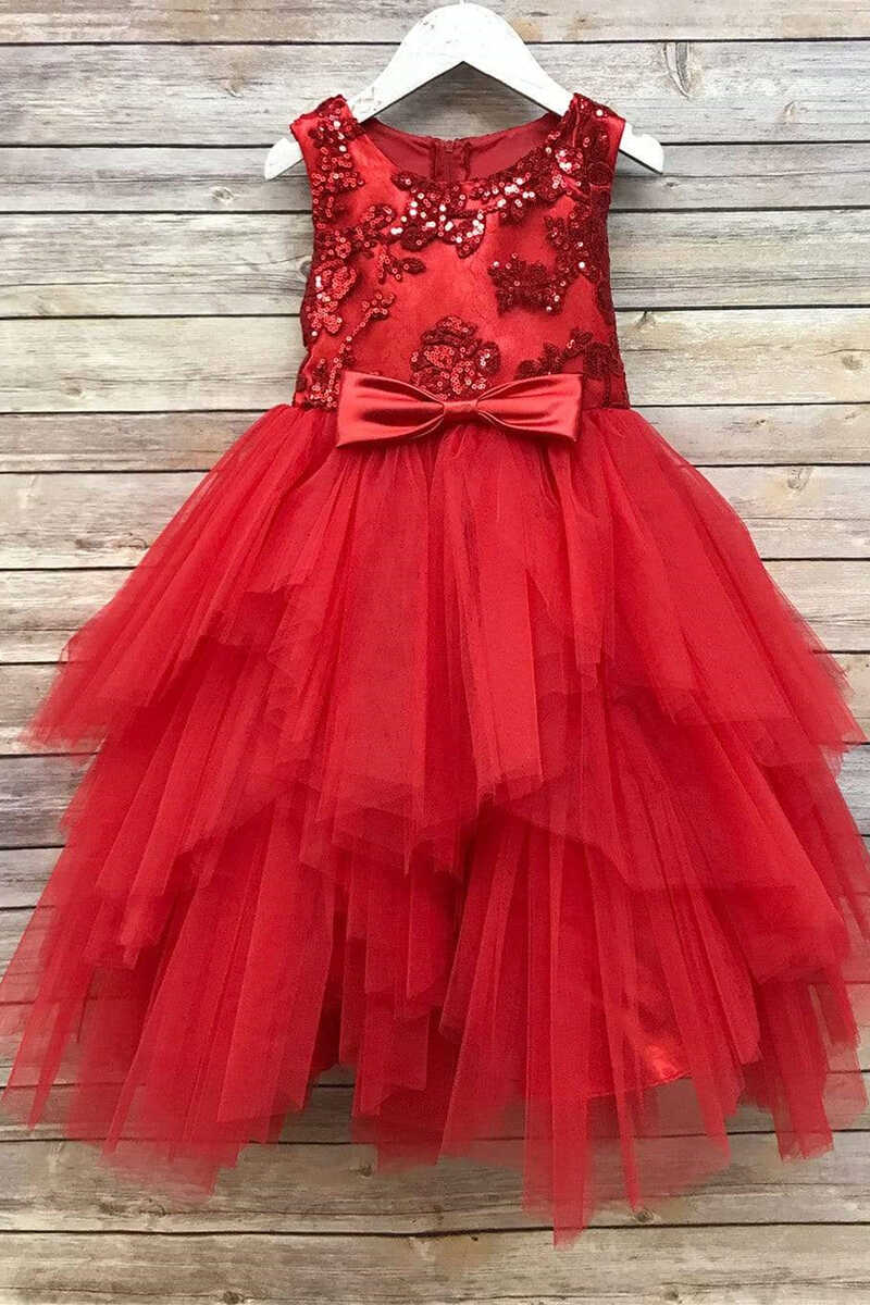 Multi-Tiered Sleeveless Bow Girl Birthday Dress