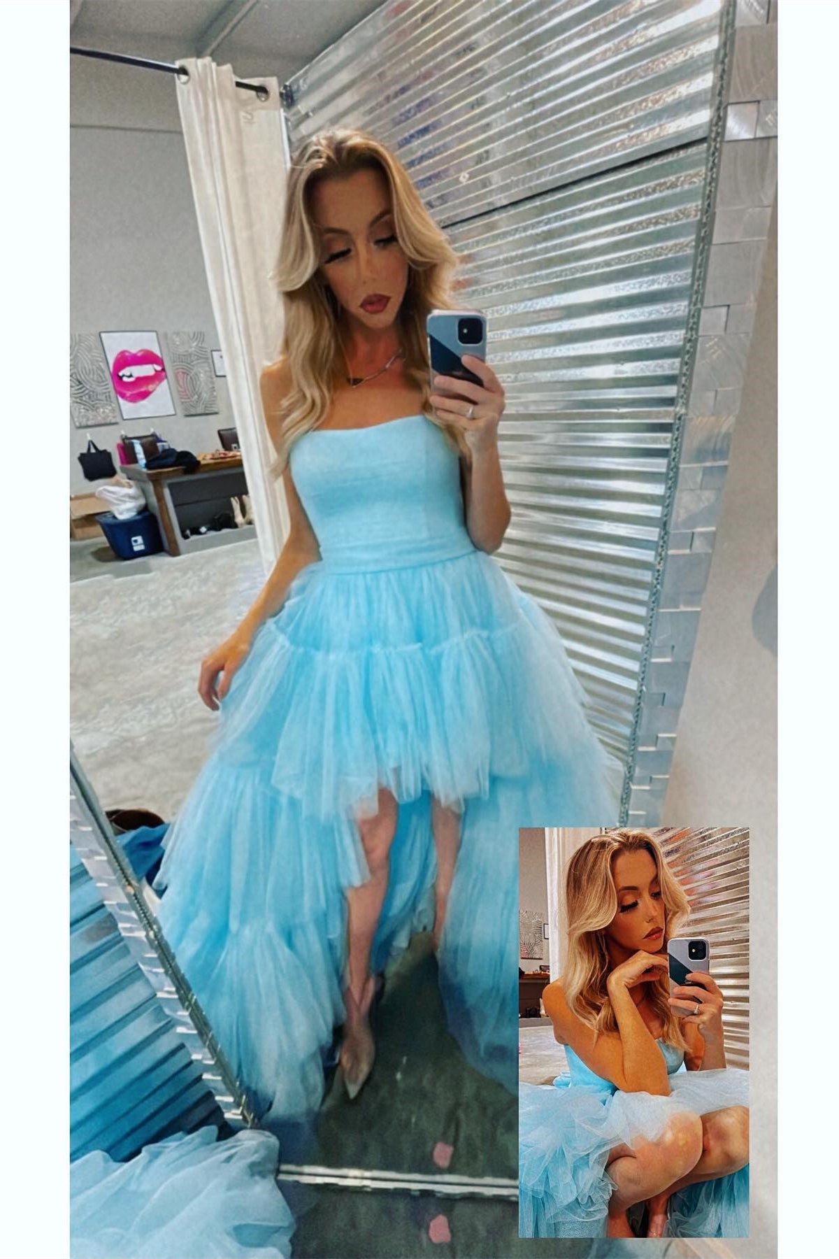 Blue Hi Low Prom Dresses