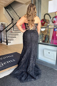 Sweetheart Fuchsia Lace Appliques Prom Dress
