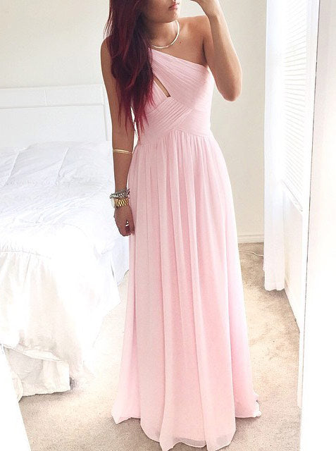 Light Pink Strapless Chiffon Bridesmaid Dresses