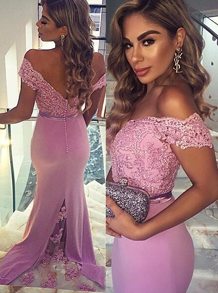 Gorgeous Off Shoulder Mermaid Lilac Long Evening Dresses